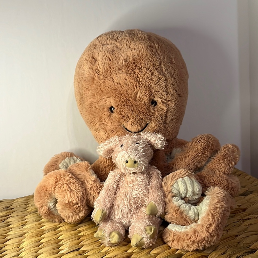Jellycat 11” Octopus Peach Odell and 7” Lind Bunglie piglet retired plush